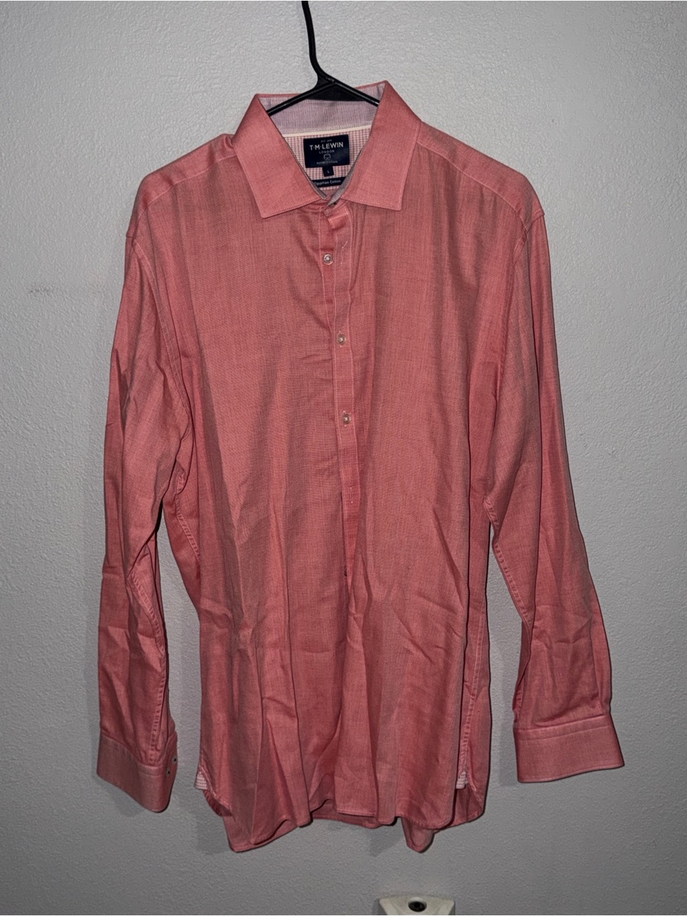 T.M.Lewin Men's Pink Business Casual Egyptian Cotton Shirt